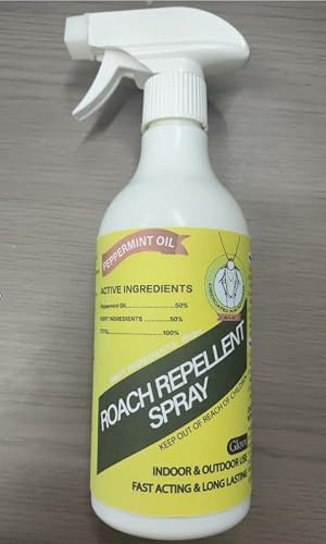16oz Peppermint Oil Roaches Spray, Natural Plant-Based Peppermint Spray Insect Repellent for Roaches, Pest, Bugs, Rodents, Spiders, Ants, Flies, Home & Kitchen Use