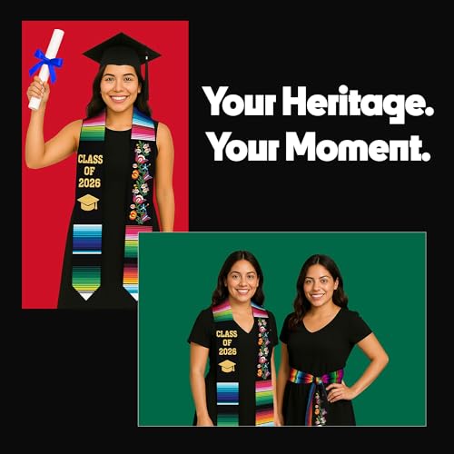 Image of Deluxe Mexican Graduation Sash 2026 | Embroidered Estolas de Graduacion 2026 | Authentic Mexican Sash for Graduation 2026