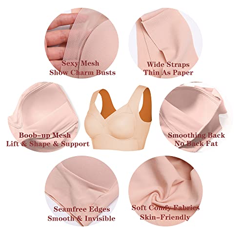 WOWENY Seamless Bras for Women Sleep Leisure Sports Yoga Bra Padded Wireless Thin Soft Comfy Pullover Tops Plus Size4