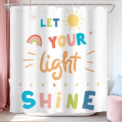 Colorful Inspirational Quotes Shower Curtain Kids 72Wx72H Inch Decor