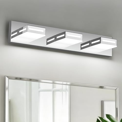 Image of LED Modern Bathroom Light Fixtures, 3-Light 24-Inch Dimmable 5CCT Adjustable Chrome Vanity Lights for Bathroom Lighting Fixtures Over Mirror, 350 Rotatable Wall Lamp