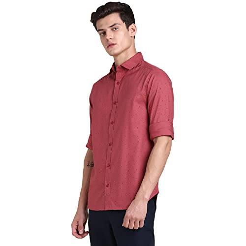 Image of Dennis Lingo Men's Micro Print Pure Cotton Slim Fit Full Sleeve Casual Shirt