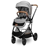 Lionelo Dani Kinderwagen Buggy bis zu 15 kg vorwärts- und rückwärtsgerichteter Sitz Liegeposition EVA-Schaumräder verstellbarer Griff Fußsackabdeckung, Grau
