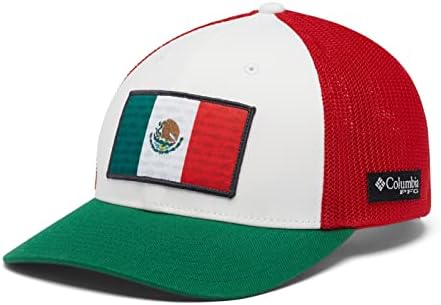 Columbia Unisex PFG Fish Flag Mesh Ball Cap - Low, White/Mexico Fish Flag, Small/Medium