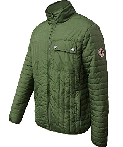 Freetrack Jackets for Men Casual Jacket Lightweight Windbreaker Plus Size Padding Outerwears Outdoor Puffer Coat (Olive,L:tag 52)