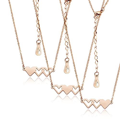 Image of Sunflower Jewellery Friendship Necklace for 3 4 Stainless Steel Heart-Shaped Necklace /Bracelet Three Hearts Composed of Friendship Necklace /Bracelet, Gifts for Friends