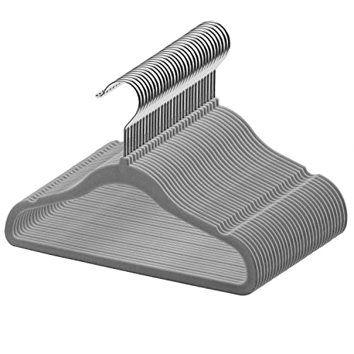 Image of GoodtoU Kids Velvet Hangers,30 Pack Baby Hangers for Closet Non Slip Velvet Clothes Hangers Coat Hangers for Toddler Children Infant Hanger (Dark Grey 30Pack)