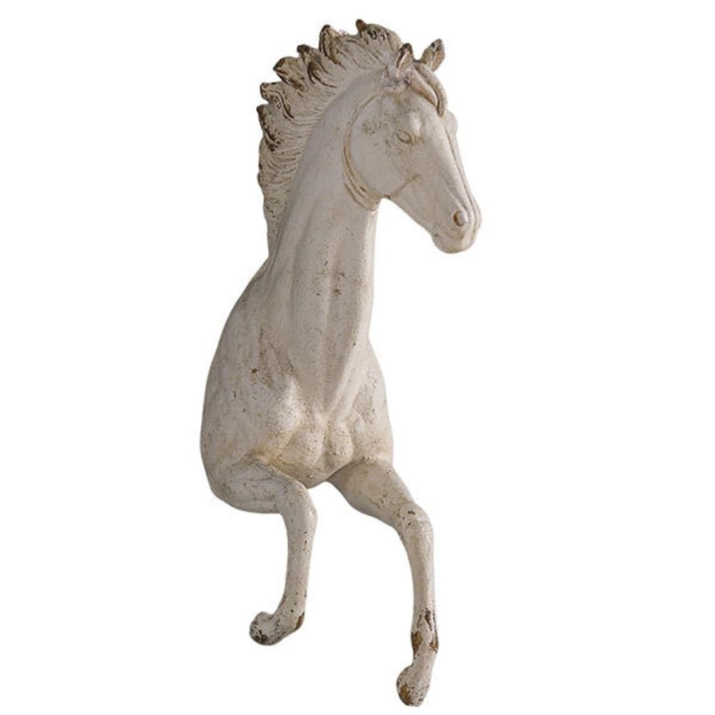 EdirFtra Rustic Horse Head Wall Decor - 44cm Distressed Magnesium Oxide Sculpture