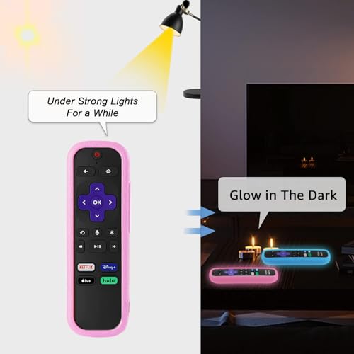 Image of TCL | Hisense Roku Remote Case - 2 Pack Silicone Cover for Roku Express 4K+ 2021 & Streaming Stick+ with Lanyards Glow Pink & Sky Blue