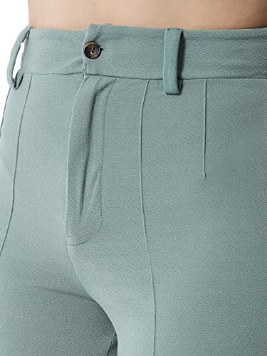 Image of KOTTY Women Polyester Blend Green Solid Trousers(Light Moss Green,32)