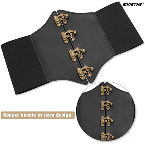 SANSTHS Wide Corset Belt for Women Lace-up Renaissance Corset Hight Waist Elastic Belt for Halloween Costume Parties