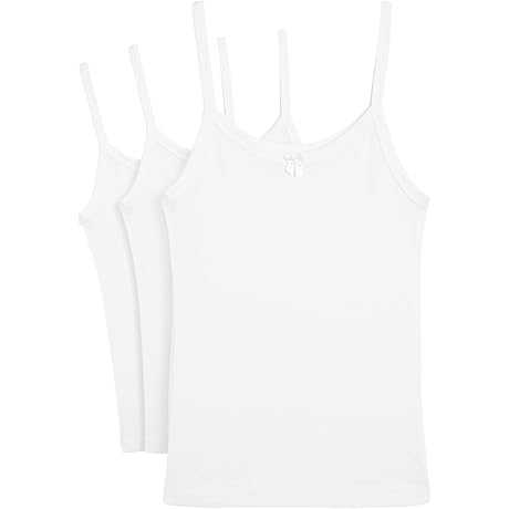 Rene Rofe Girls' Essential 2t Undershirts - 3 Pack 100% Cotton Spaghetti...