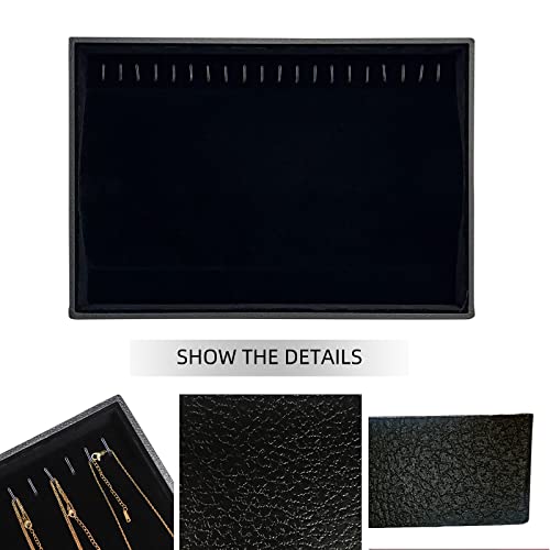 Image of Wudygirl Necklace Organizer Necklace Storage Jewelry Holder Organizer Necklace Holder Stackable Jewelry Trays for Women and Girl Velvet 20 Hooks (Necklace Tray)