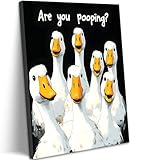 Funny Gooses Bathroom Canvas Wall Art Cute restroom Duck Painting Picture Wall Decor Are You Pooping Animals Poster Print Artwork for hotel toilet Bathroom Home Decoration