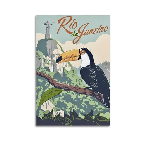 Póster de viaje vintage de Rio Dé Janeiro Brasil, lienzo para decoración de pared, foto para el hogar, decoración moderna, 20 x 30 cm