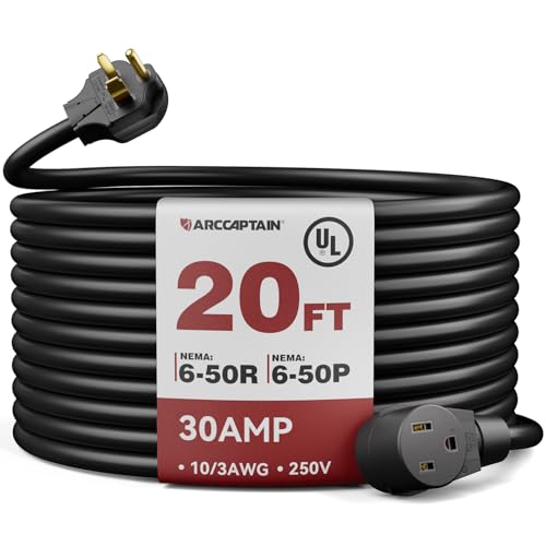 ARCCAPTAIN 30Amp 20ft Welder Extension Cord 10AWG Power Extension 250V - image 1