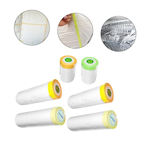 WOONEKY 6 Rolos De Papel De Mascaramento De Carroceria De Carroceria De Plástico Transparente Para M