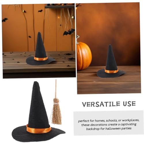 Ensemble de décorations d'Halloween avec mini chapeau de sorcière et balai - 3