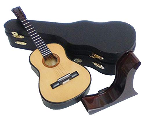 Ciaf 2503-1162-Guitarra española Decorativa Miniatura en Madera, 19 centimetros. con Estuche y Soporte Cover
