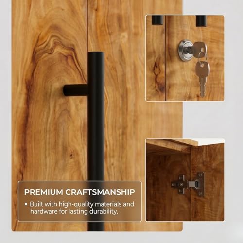 Image of FFO Metrix 3 Door Wardrobe for Bedroom | Black Wooden Almirah with Hanging Rod, Shelves & Lock | Spacious Clothes Storage Cabinet for Home, Bedroom, Hostel & Office | Modern Engineered Coach Wood DIY.