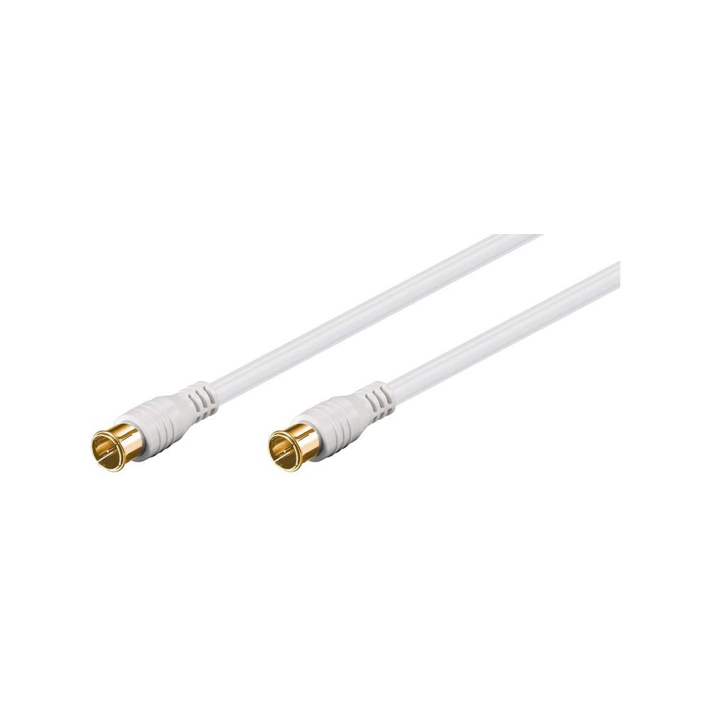 Goobay 62744 F-Quick SAT Antenna Cable (80 dB), 2X Shielded, 2.5m Length, white, 2.5 Meters