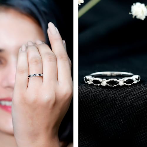 Gift for New Moms, Real Black Onyx Eternity Wedding Band in Gold Plated Silver, AAA Quality, Certified Onyx Promise Ring - Ready To Gift2