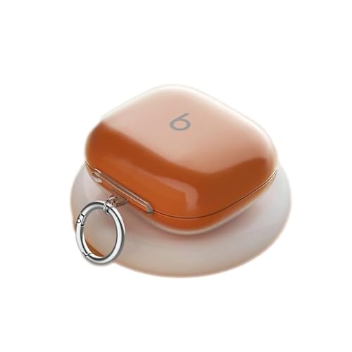 Powerbeats Pro 2 ケース クリア Powerbeats Pro 第2世代 ケース 透明 透明カバー 透明ケース ソフトケース Powerbeats Pro2 ケース カバー カラビナ ストラップホール (透明オレンジ)