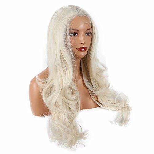 Yinuozhogntian Free Part Wig White Ice Blonde Lace Front Wigs