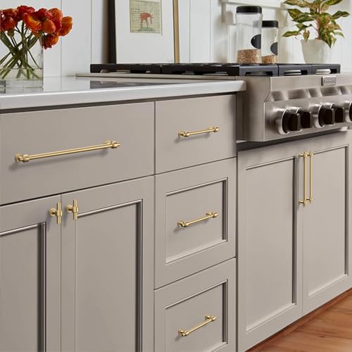 Image of 10 Pack 7.5 inch(192mm) Champagne Gold Cabinet Pulls Kitchen Cabinet Handles Brushed Bronze Cabinet Hardware Drawer Pulls for Cupboard