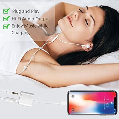 2Pack Lightning to 3.5mm Headphones Jack Adapter,Apple MFi Certified 2 in 1 iPhone Headphone Adapter Dongle Charger Jack Lightning to 3.5mm AUX Cord Splitter Compatible for iPhone 13/12/11/XS/XR/X/8/7