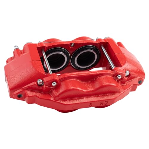 Image of TRQ Front Right Brake Caliper w /Bracket Performance Red Passenger Side | For 2016-2022 Toyota Sequoia 2016-2021 Tundra