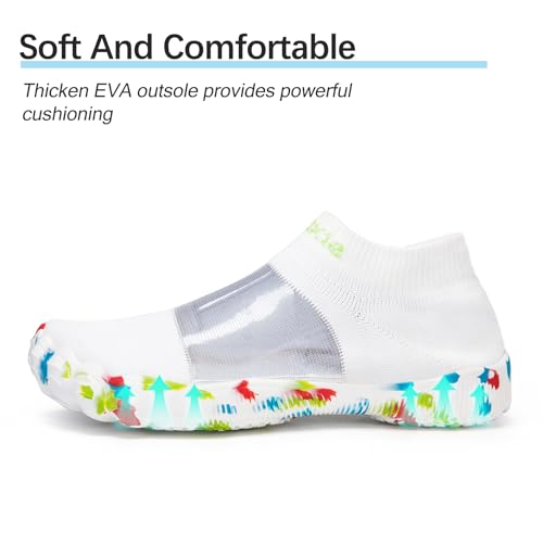TRAILBLITZ Womens Water Shoes Barefoot Athletic Workout Gym Footwear Beach Swim Sneakers Quick Drying Boat Shoes for Water Sport Diving Sailing Travel Fishing (8 Women, White)