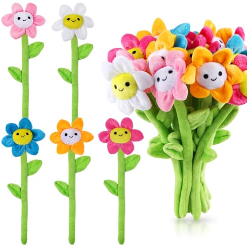 10 Pcs Plush Sunflower Flower Stuffed Bendable Stems Plush Bouquet Toy Soft Rose Flower 12.6 Inch for Christmas Classroom 2026 Mothers Day Valentines Day Girl Girlfriend Wife(10 Pcs Colorful Daisy)