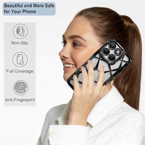 Image of VONZEE Gradient Glitter Case for Moto Edge 70 Fusion, Luxury Electroplated 3D Cube, Diamond Bling Shiny Soft TPU Clear Shockproof Women Girls Protective Phone Cover (Black)