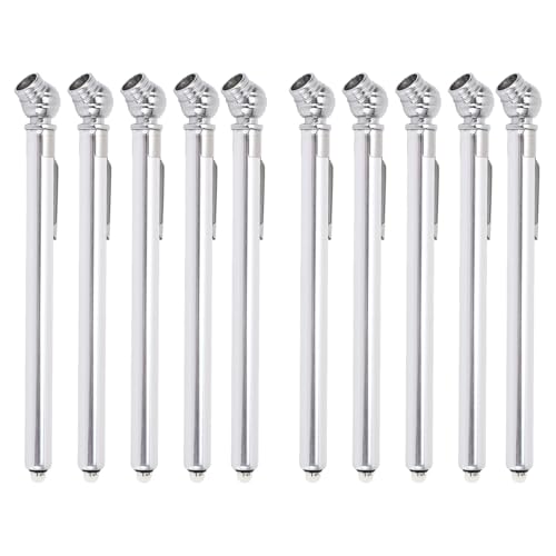 Oumefar 10PCS Pencil Tire Pressure Gauges, 10-50PSI Range Double Sided Scale Tire Air Pressure Gauges Portable for Cars, Pickups, RVs