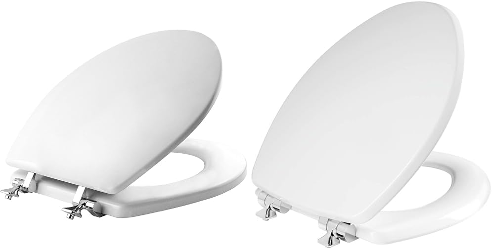 Mayfair 44CP-000 Featuring STA-TITE Seat Fastening System & Chrome Hinges, ROUND, White & Bennett Toilet Seat with Chrome Hinges will Slow Close and Never Come Loose