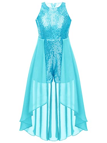 Girls Sleeveless Sequined Birthday Prom Party Jumpsuit Pageant Dancing Romper Gowns Ball Dress3