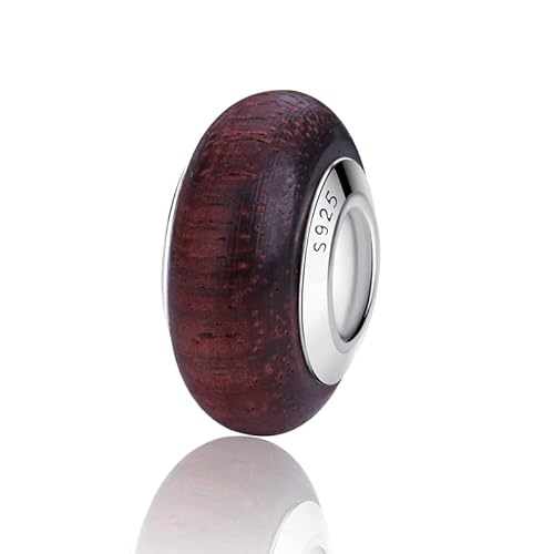 Nbsameng Breloque en Verre de Murano, Charms pour Bracelets et Chaînes pour Femme, Charm en Argent à 925, Breloques Compatibles Pandora, Gnoce et Trollbeads,bois de santal naturel Cover