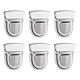 6 PCS Metal Tuck Lock Clasp Catch Thumb Lock Purse Buckle Fasteners Metal Clasp Locks Hardware Clips for DIY Wallet Handbag Leather Craft Making, Silver
