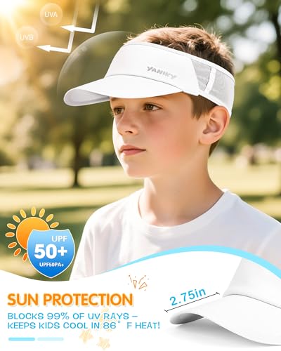 Kids Sun Visor Hats for Girls Boys Lightweight UPF50+ Packable Sun Hat for Running Golf Outdoor Sports3