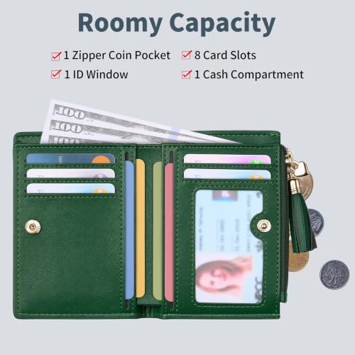 Image of Gostwo Small Wallets for Women, Stylish Womens Wallet with ID Window, Zippered Coin Pocket and Tassel. Cute RFID Wallet for Women, ideal for Teen Girls, Commuters, and Women for Daily Use
