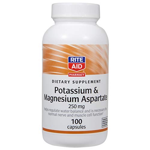 Rite Aid Potassium and Magnesium Aspartate, 250mg - 100 Capsules | Potassium Supplement | Supports Muscle and Nerve Health