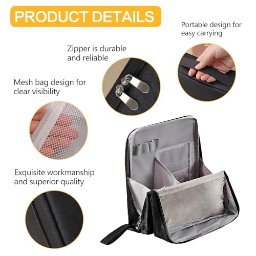 Doresty Makeup Bag, Multi-Purpose Large Capacity Oxford Cloth Standing Makeup Bag,Travel Makeup Organizer Portable, Large Capacity, Waterproof with Compartments (Black)4