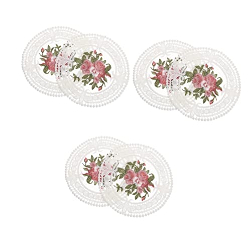 Abaodam 6 Pcs Resistant Coasters Romantic Drink Decor Embroidery Lace Heat Doilies Round Flowers Dinner Dining Flower Placemats Holders Cotton Cup Floral Cloth Pad Place Crocheted Small #TOP18