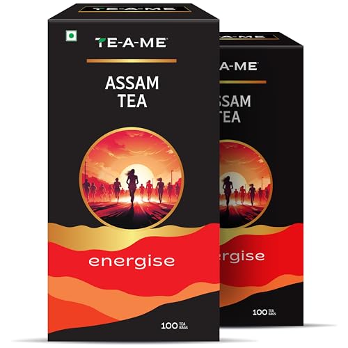 Image of TE-A-ME Energise Assam Tea, 100 Enveloped Bags | Black Tea Bags | Pack of 2