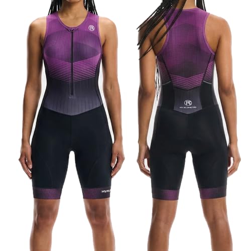 MY KILOMETRE Combinaison de Triathlon Femme Sans Manches - avec Soutien-gorge Intégré, Séchage Rapide, Fermeture 3/4 et UPF 50+ pour Natation, Vélo et...