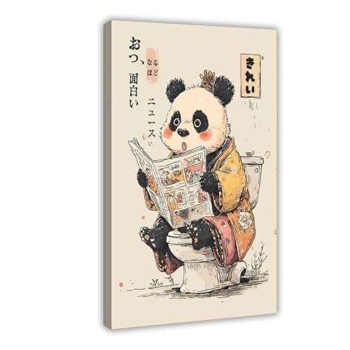 Poster sur toile Panda sur les toilettes 40x61 cm pour deco de chambre