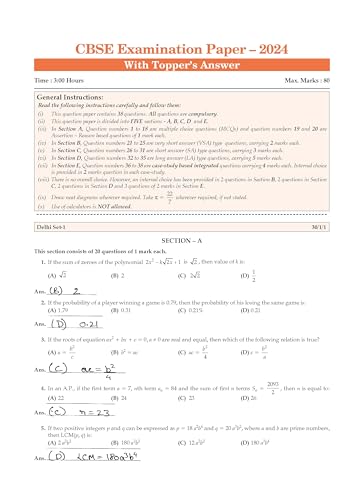 Oswaal CBSE Sample Question Papers Class 10 Mathematics Standard Book (For 2025 Exam)