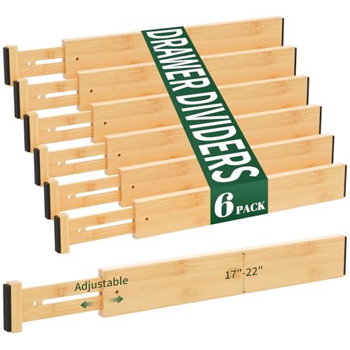 Dunruz 6 Pack Bamboo Drawer Dividers 2.6
