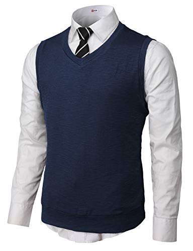 H2H Mens Cotton Blended Knit Vest Navy US 2XL/Asia 3XL (CMOV049)